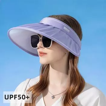 Женские солнцезащитные шляпы с УФ-защитой, солнцезащитная шляпа-ракушка, обруч для волос, кепка с большими полями, пустая крыша, складная рыбацкая шляпа 55-60 (Adjustable) темно-синий