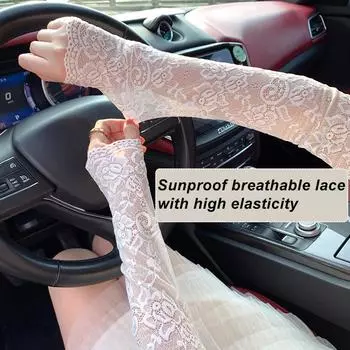 Женские солнцезащитные варежки для вождения, кружевные цветочные узоры, рукава без пальцев, защита от ультрафиолета, элегантные