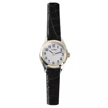 Женские солнечные часы LeClair из натуральной кожи крокодила, Япония [LCREA] LC2001-TGP (RONDE/Серебро и золото, пояс/LC2001-TGPCBK)