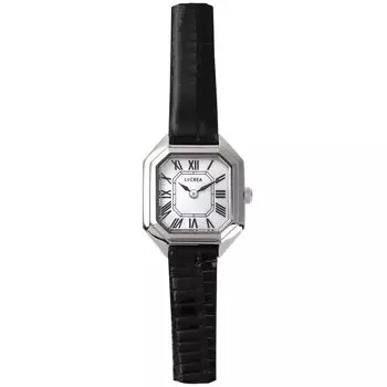 Женские солнечные часы LeClair из натуральной кожи ящерицы, сделанные в Японии [LCREA] (CARRE/Серебро, пояс/LC2004-SSWHTBK)