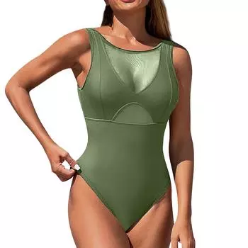 Женские сплошные купальники Sense Bikini с подкладкой для груди No Steel Bra Swimwear L армия зеленый