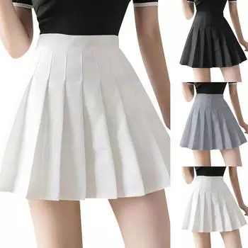 Женские спортивные эластичные плиссированные теннисные юбки для бега, йоги, внутренние шорты, эластичные спортивные шорты для гольфа L чёрный