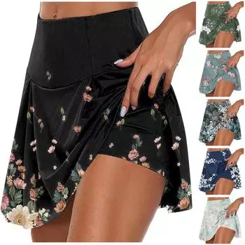 Женские спортивные эластичные плиссированные теннисные юбки для бега, йоги, внутренние шорты, эластичные спортивные шорты для гольфа S синий