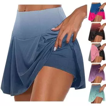 Женские спортивные эластичные плиссированные теннисные юбки для бега, йоги, внутренние шорты, эластичные спортивные шорты для гольфа XXL фиолетовый