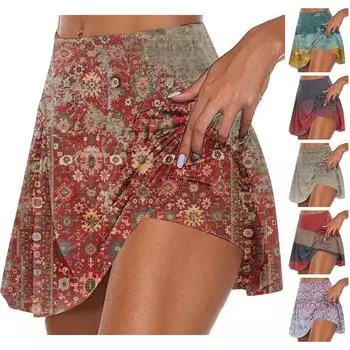 Женские спортивные эластичные плиссированные теннисные юбки для бега, йоги, внутренние шорты, эластичные спортивные шорты для гольфа XXXXXL коричневый