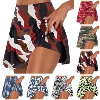 Женские спортивные эластичные плиссированные теннисные юбки для бега, йоги, внутренние шорты, эластичные спортивные шорты для гольфа L синий