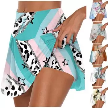 Женские спортивные эластичные плиссированные теннисные юбки для бега, йоги, внутренние шорты, эластичные спортивные шорты для гольфа XXXXL оранжевый