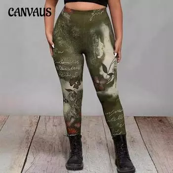 Женские спортивные брюки для йоги с принтом, облегающие брюки с высокой талией и эффектом приподнятия бедер, повседневные облегающие брюки больших размеров 0XL зелёный
