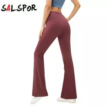 Женские спортивные брюки-клеш с широкими штанинами для йоги, повседневные свободные брюки, качественные тренировочные брюки для бега