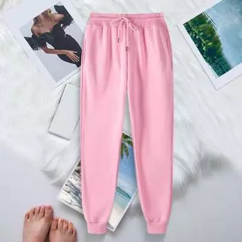 Женские спортивные брюки с эластичной резинкой на талии, свободные, с резинкой на щиколотке и карманами, однотонные, для бега, спортивные брюки, повседневные брюки XXL красный