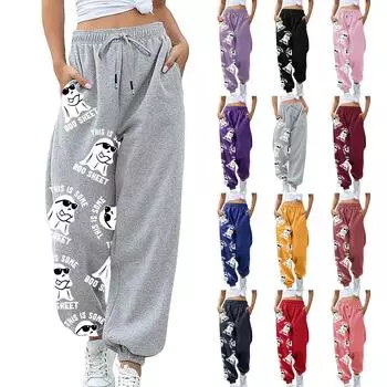 Женские спортивные брюки с карманом на ремне, модные, пэчворк, контрастная резинка на талии, повседневные спортивные брюки L чёрный