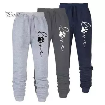 Женские спортивные брюки с принтом кошачьей лапы и эластичной резинкой на талии, свободные однотонные мягкие дышащие женские брюки для бега, длинные брюки S белый