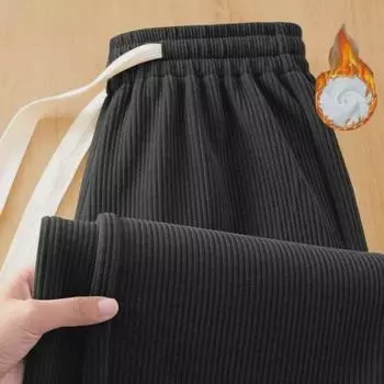 Женские спортивные брюки с высокой талией и широкими штанинами из плюша 2023 года Small