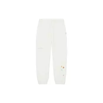 Женские спортивные брюки свободного кроя Li Ning Solid Color Mid Waist Cuffed Knit, цвет Off-White AKLT676-4 XL