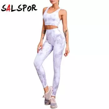 Женские спортивные быстросохнущие дышащие брюки с принтом для фитнеса и жилет, костюм из двух предметов
