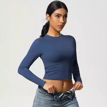 Женские спортивные футболки с длинными рукавами, сжатые, быстросохнущие, суперэластичные, подходят для бега, фитнеса, тренировок, йоги XL чёрный