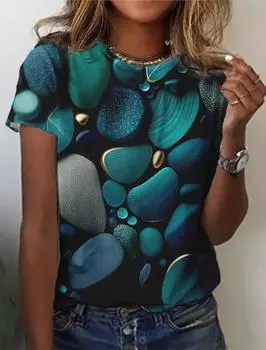 Женские спортивные футболки Женская одежда Летний топ для бега на открытом воздухе Повседневная футболка с короткими рукавами с 3D принтомОверсайз футболка