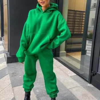 Женские спортивные костюмы, осенние повседневные толстовки с длинными рукавами и длинными брюками, толстовка с капюшоном, комплекты из двух предметов, женские наряды, уличная одежда S жёлтый