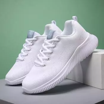 Женские спортивные кроссовки для бега, новые удобные и легкие, мягкие, с плоской подошвой, для ходьбы, дышащие, для путешествий 36 белый