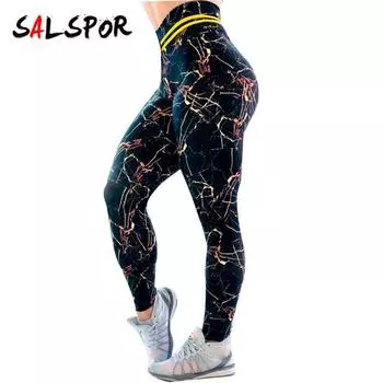 Женские спортивные леггинсы с мраморным принтом для йоги, дышащие тонкие леггинсы с высокой талией, брюки