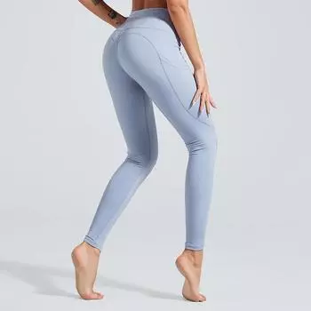Женские спортивные леггинсы с высокой талией для бега, фитнеса, обнаженные штаны для занятий йогой для девочек, боковой карман для мобильного телефона, сплошной цвет S чёрный