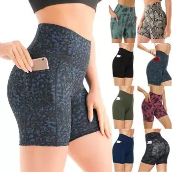 Женские спортивные шорты, велосипедные брюки, леггинсы для йоги с высокой талией, брюки для бега L чёрный