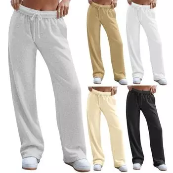 Женские спортивные штаны, эластичные, с высокой талией, регулируемые, со шнурком, длинные, однотонные, мешковатые, повседневные брюки XXL белый