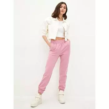 Женские спортивные штаны LCW CASUAL с эластичной резинкой на талии и плоскими карманами розового цвета