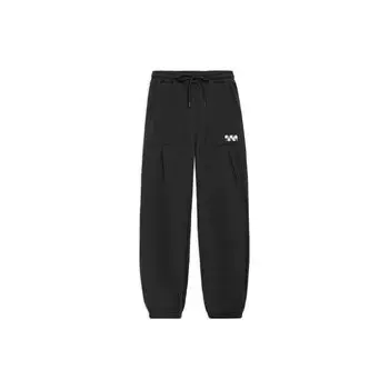 Женские спортивные штаны Li Ning Sports Trend Series с большим карманом, завязками на манжетах, однотонные, черные AKLS484-1 L