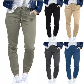 Женские спортивные штаны, модные женские летние тонкие карманные однотонные повседневные брюки L