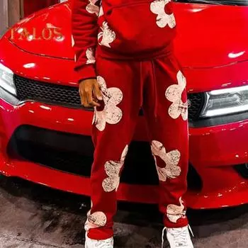 Женские спортивные штаны с эластичной талией, регулируемые на шнурке, женские спортивные брюки с цветочным принтом, спортивные повседневные брюки M темно-коричневого