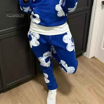 Женские спортивные штаны с эластичной талией, регулируемые на шнурке, женские спортивные брюки с цветочным принтом, спортивные повседневные брюки S темно-синий