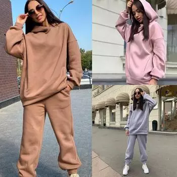 Женские спортивные штаны с капюшоном, однотонный спортивный костюм, женский повседневный спортивный спортивный костюм для бега