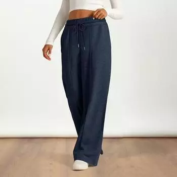 Женские спортивные штаны Yousheng, эластичные, средней посадки, регулируемые, на шнурке, прямые, широкие, спортивные штаны с карманами, свободные брюки для йоги S чёрный