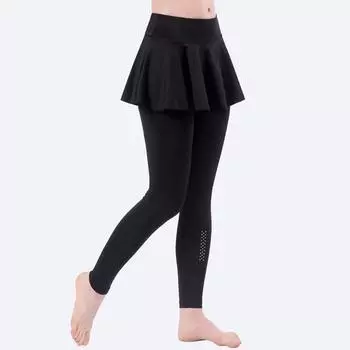 Женские спортивные юбки с высокой талией, брюки, узкие брюки для йоги, бега, танцев, фитнеса 2 в 1 S чёрный