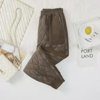 Женские стеганые шаровары на бархатной подкладке с ромбовидной отделкой XL (recommended for 115-130 jin)