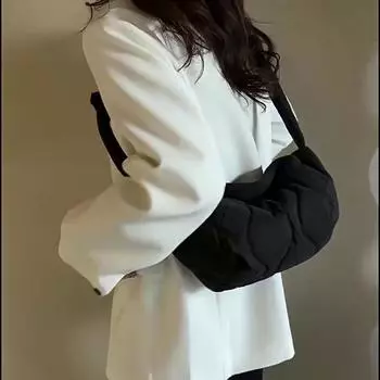 Женские стеганые сумки большой вместимости, наплечные сумки с пуховой подкладкой из хлопка, модные сумки для девочек, объемные сумки 19.5x12x18cm чёрный