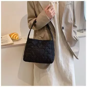 Женские стеганые сумки-тоут, однотонные, большой емкости, с хлопковой подкладкой, модные женские пушистые сумки через плечо для путешествий чёрный