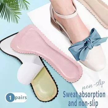 Женские стельки для обуви, дышащие вставки для поддержки свода стопы, самоклеящаяся подушка, удобные сандалии с подошвой, кожаные впитывающие пот чёрный