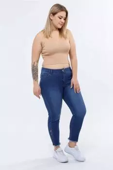 Женские стильные брюки больших размеров, синие узкие брюки большого размера с разрезами