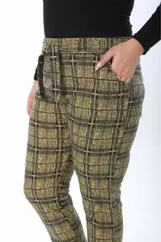 Женские стильные брюки больших размеров, жаккардовые брюки большого размера с карманами и поясом