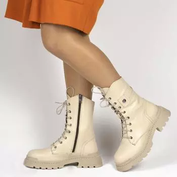 Женские стильные длинные сапоги из натуральной кожи на толстой термоподошве с удобной посадкой