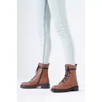 Женские стильные длинные сапоги из натуральной кожи с простроченными сбоку застежками-молниями Ботинки на шнуровке