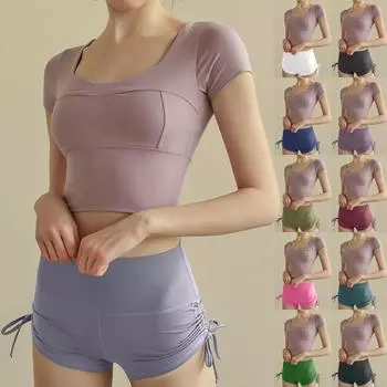 Женские стильные однотонные быстросохнущие дышащие брюки для йоги с тремя точками крепления M