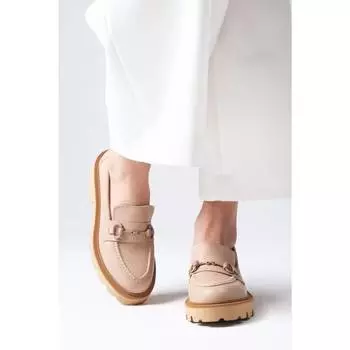 Женские стильные повседневные оксфорды телесного цвета на толстой подошве