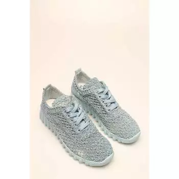 Женские стильные ретро синие плетеные кроссовки