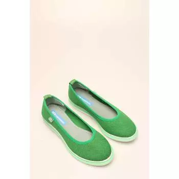 Женские стильные туфли на плоской подошве с зеленой сеткой в стиле ретро