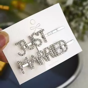 Женские стразы для вечеринки с буквами алфавита заколки для волос предложение аксессуары серебряные свадебные головные уборы 2 шт серебряный