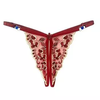 Женские стринги, интимные прозрачные женские трусики на тонких бретельках с низкой талией и открытой промежностью