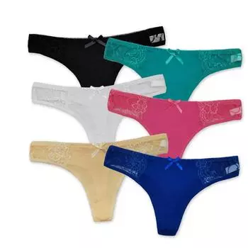 Женские стринги из хлопка и кружева, женское сексуальное нижнее белье, 6 шт. M